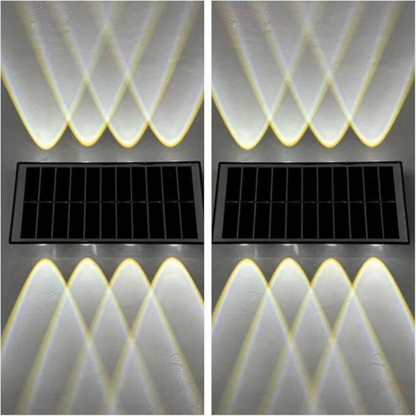CH HIUBIE Solar LED Garden Lights Outdoor - Super Bright Up & Down Fence Lighting, Waterproof Durable, Energy Grade A+++, Easy Install (White Lihgt,8 Led Lights(1 Pack))