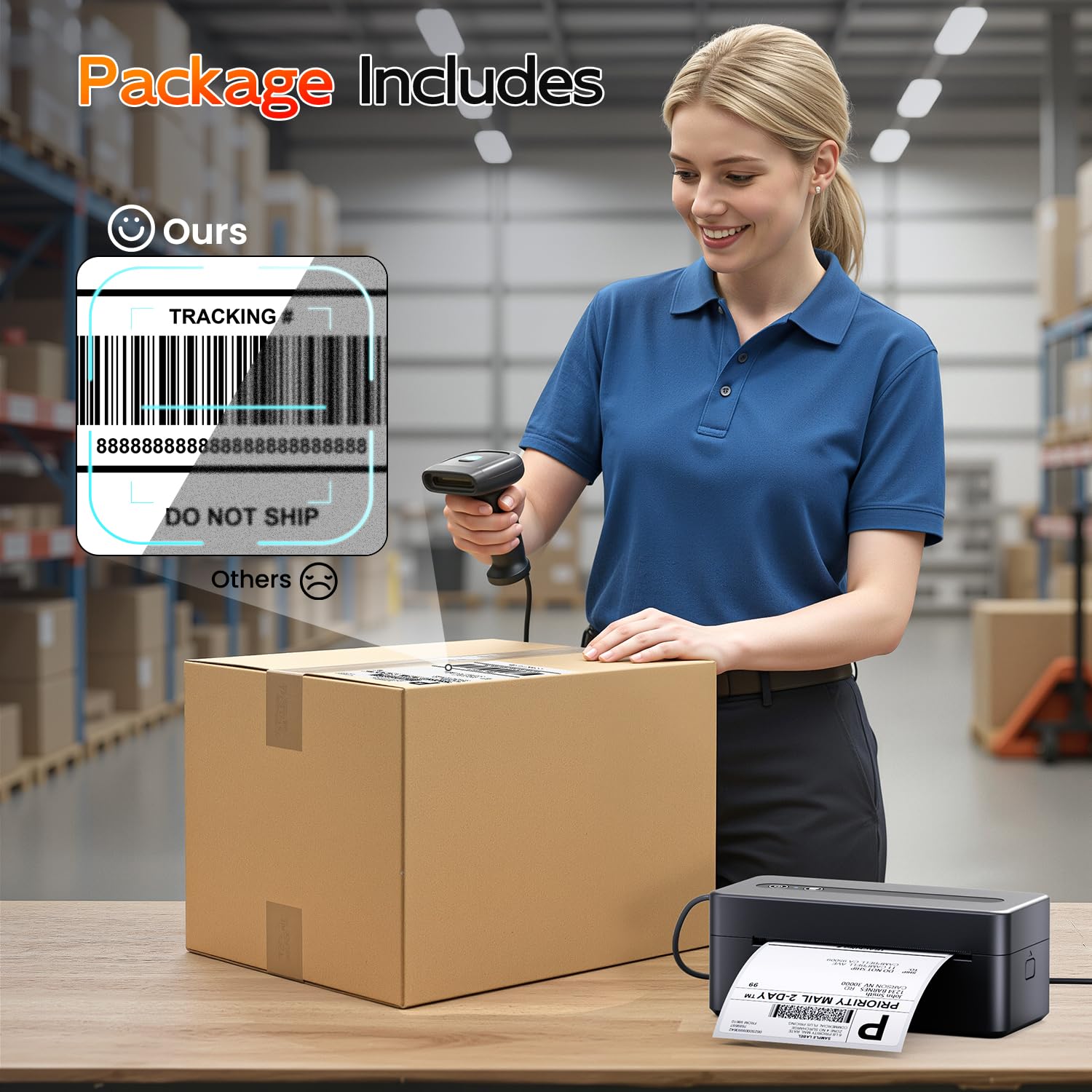 Imprimante d'étiquettes thermiques Bluetooth de qualité commerciale pour petites entreprises, imprimante thermique sans fil compatible avec téléphone, iOS, Android, Windows, Mac, Amazon, Shopify, noir