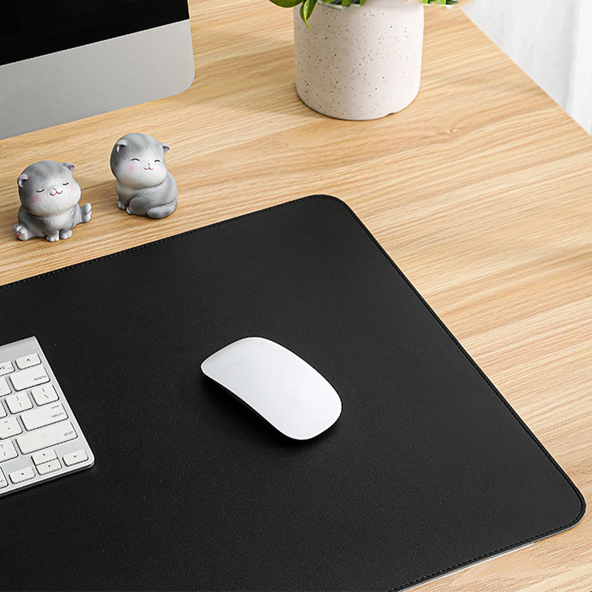 Tappetino da scrivania in pelle, antiscivolo, per tastiera, mouse, computer portatile, impermeabile, grande, protezione per scrivania, accessorio da scrivania per ufficio (130 x 60 cm, nero)