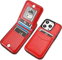 Vista 18 de KIHUWEY Funda compatible con iPhone 14 Pro con soporte para tarjeta de crédito, cierre magnético de cuero de alta calidad, función atril, funda
