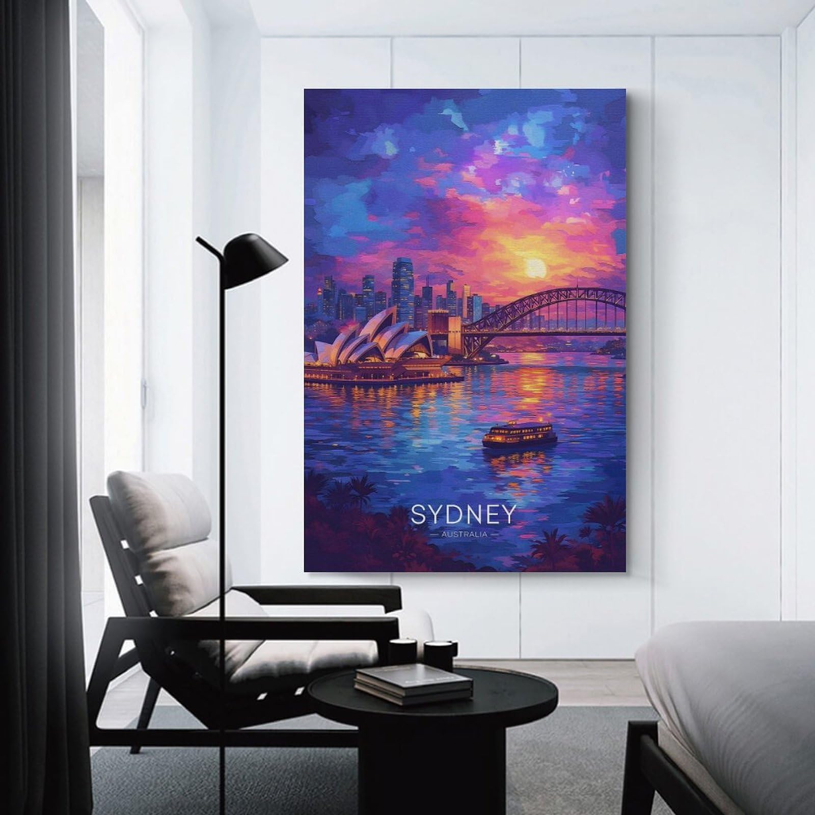 Junmoney Unframe-Style-20-1 Sydney Opera House And Harbour Bridge At Sunset Decorative Wall Artwork 20X30inch(50X75cm), For Corridors, Hallways Or Apartment Entries, Home Artwork For First Impressions