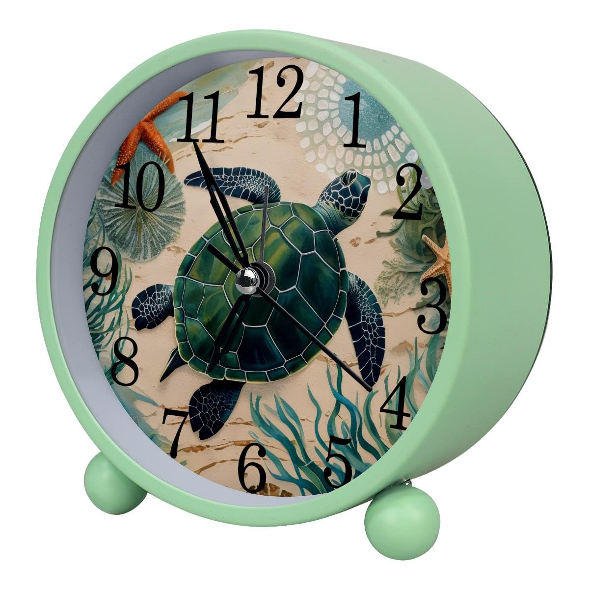 Alarm Clock Sea Turtle Ocean Landscape, Silent Non-Ticking with Night Light