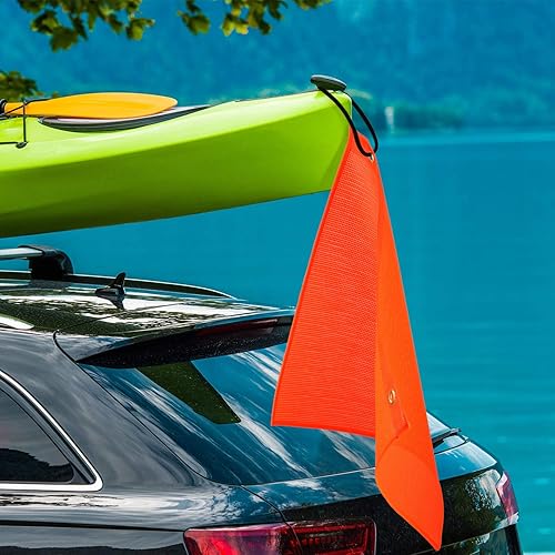 Miniatura 4 de 4 banderas de seguridad de malla de 18 x 18 pulgadas, advertencia naranja con cuerda elástica, buena visibilidad resistente a la intemperie con