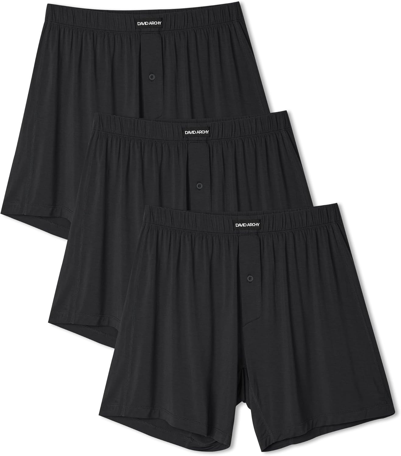 DAVID ARCHY Mens Boxer Shorts Breathable Rayon Made from Bamboo Boxers for Men Loose Fit Mens Underwear 3 or 5 Pack