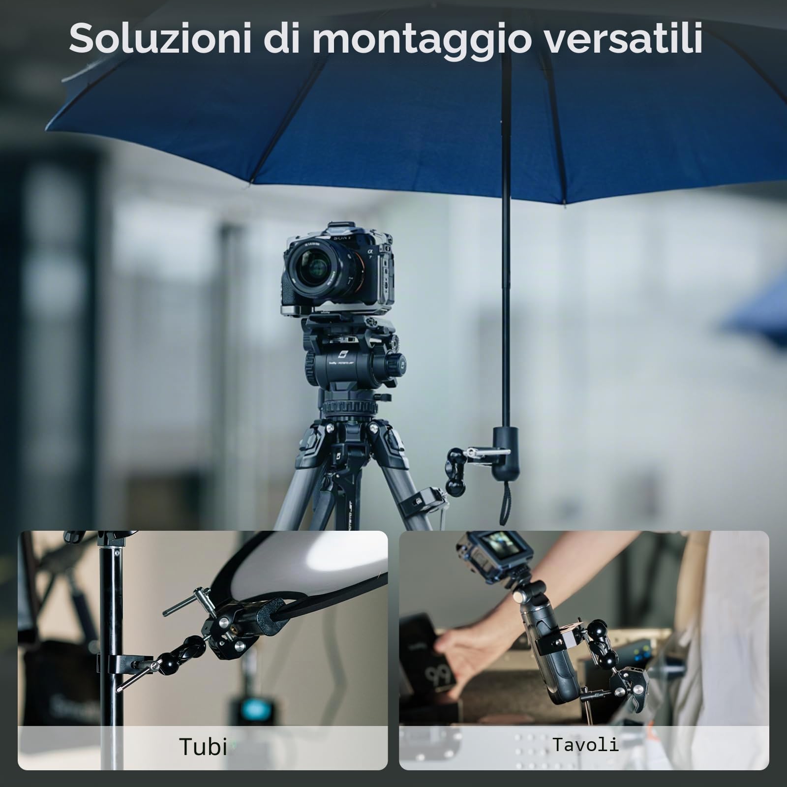 SMALLRIG Supporto regolabile morsetto doppia testa 15-40 mm, antiscivolo, 1,5 kg, alluminio per illuminazione fotografica/treppiede/studio - 5331