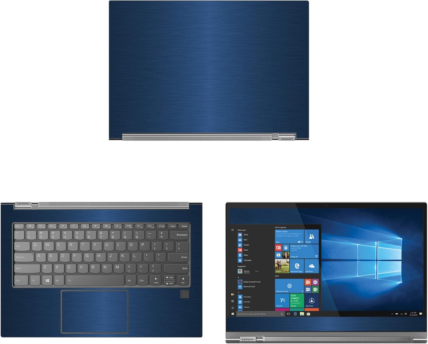 Decalrus - Protective Decal for Lenovo Yoga C930 (13.9" Screen) Laptop Blue Texture Brushed Aluminum Skin Skins Decal wrap BAlenovoYoga13_C930Blue