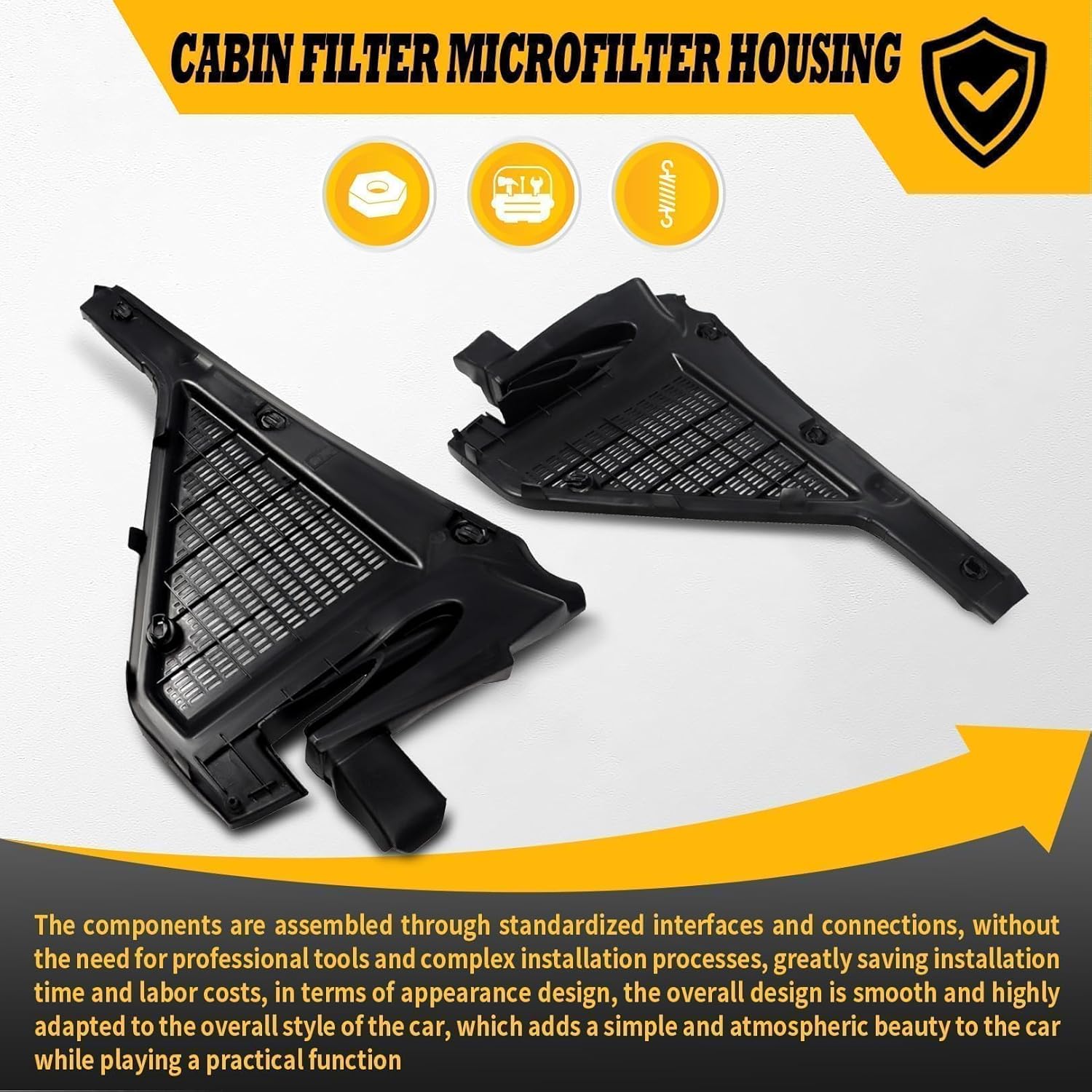 Pair Left and Right Cabin Filter Microfilter Housing Assembly Compatible with 2007-2013 X5 X6 E70 E71 64316945583 64316945584