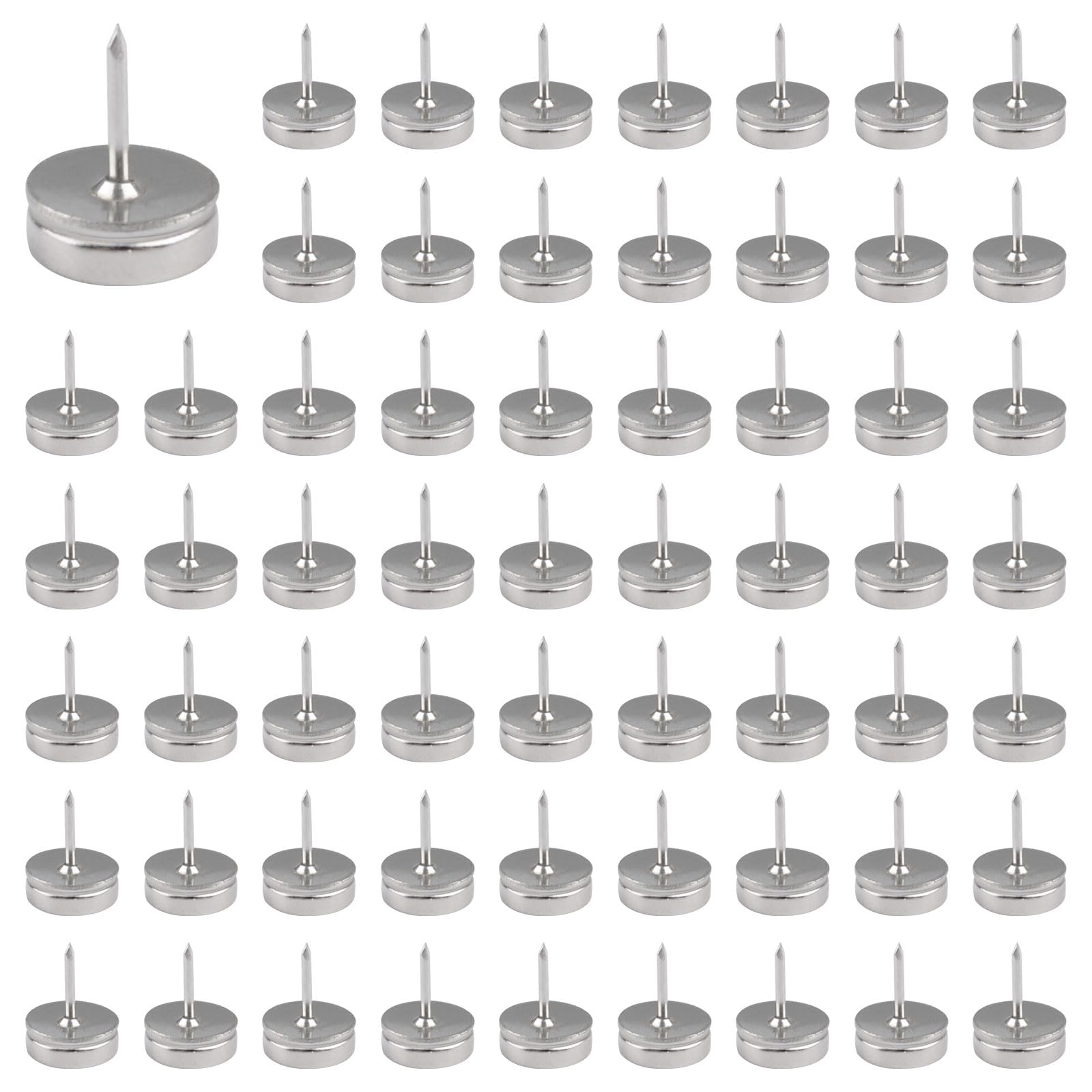 Juego de 60 chinchetas magnéticas para póster y fotos, chinchetas magnéticas para tablero de corcho, chinchetas decorativas de metal para imagen de mapa (plateado)