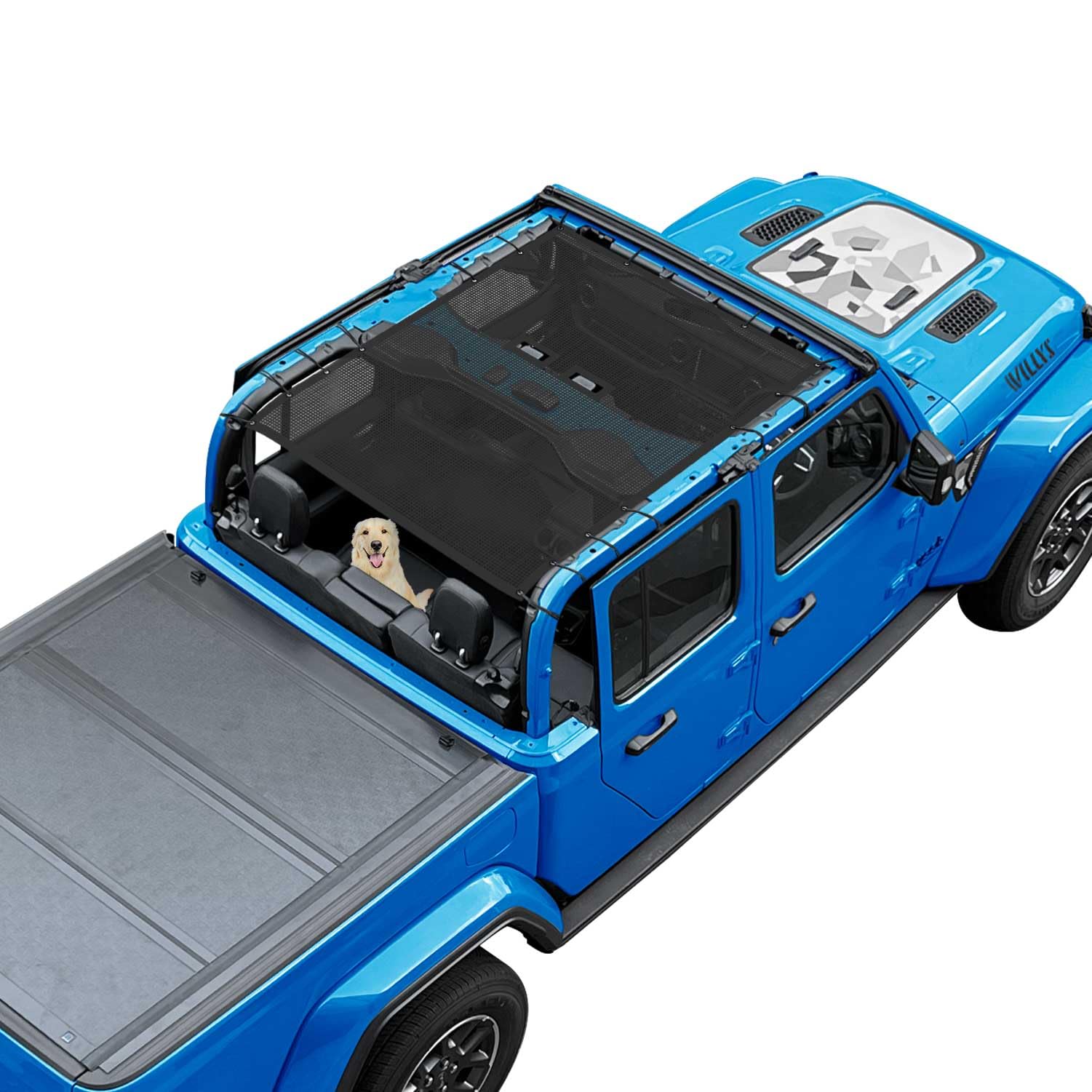 JT Sun Shade Top Compatible with Jeep Gladiator Sunshade, Black