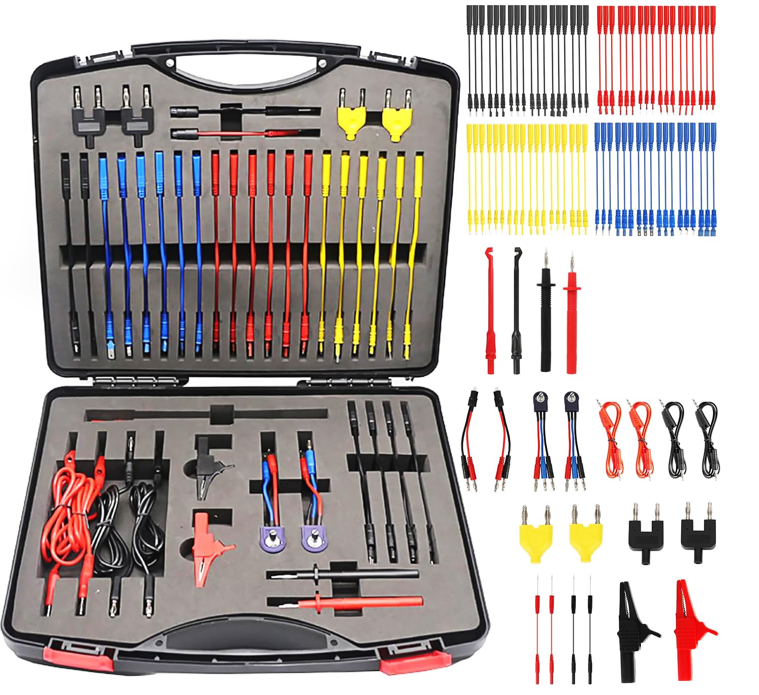 Kit de cables para multimetro con puntas de prueba, pinzas, enchufes y comprobadores, 92 piezas