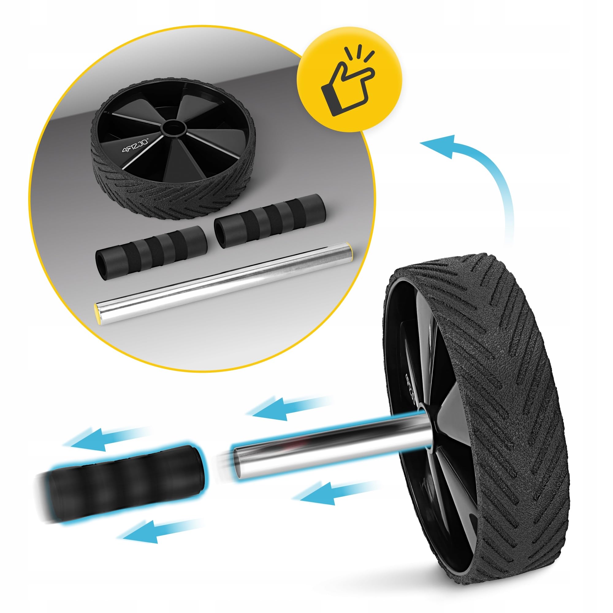 KOŁO ROLLER DO ĆWICZEŃ MIĘŚNI GŁĘBOKICH BRZUCHA TRENING W DOMU AB WHEEL