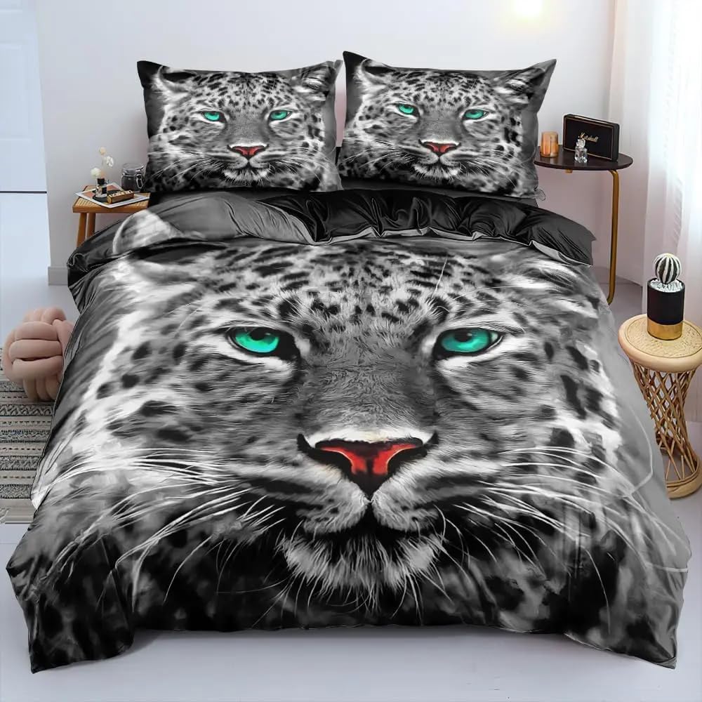 Housse de couette 140x200 cm microfibre douce anti-glisse avec zip et 2 taies d'oreiller