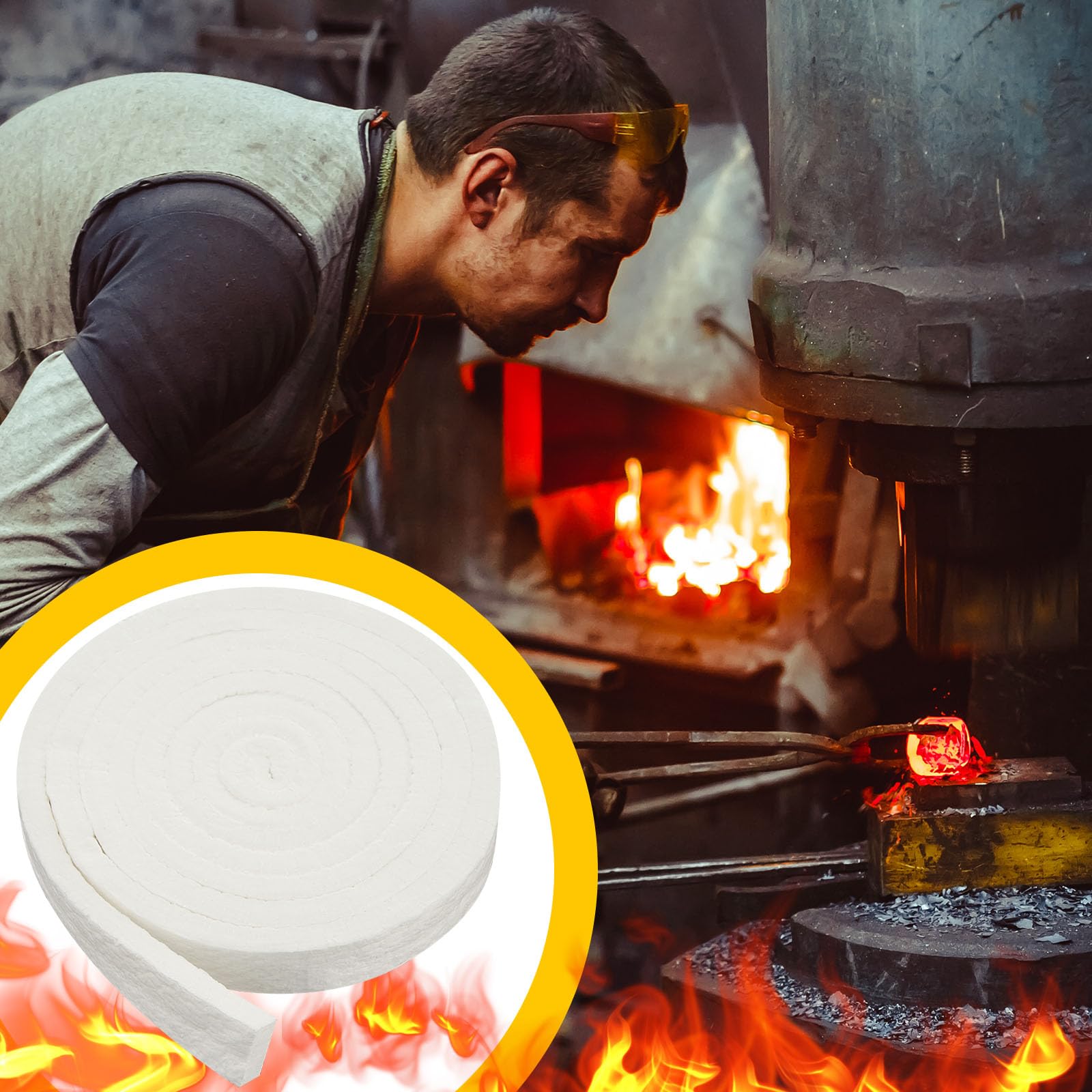 Copertura in fibra ceramica resistente alle alte temperature (per stufe a legna, stufe a pellet, caldaie e altro), classificazione fino a 1184 °C