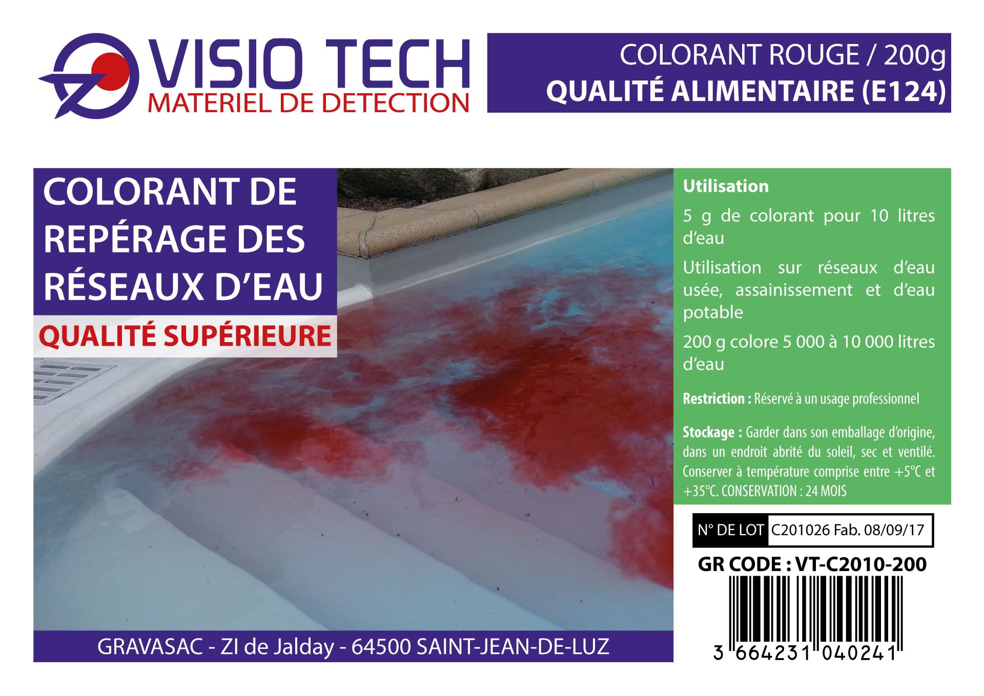 Colorante de Registro Rojo 200 G Polvo Soluble en Agua