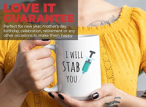 Miniatura 7 de Taza de café médica de 15 onzas, color blanco - I Will Stab You - Healthcare Funny Jokes Doctor Med Nursing Degree Pun