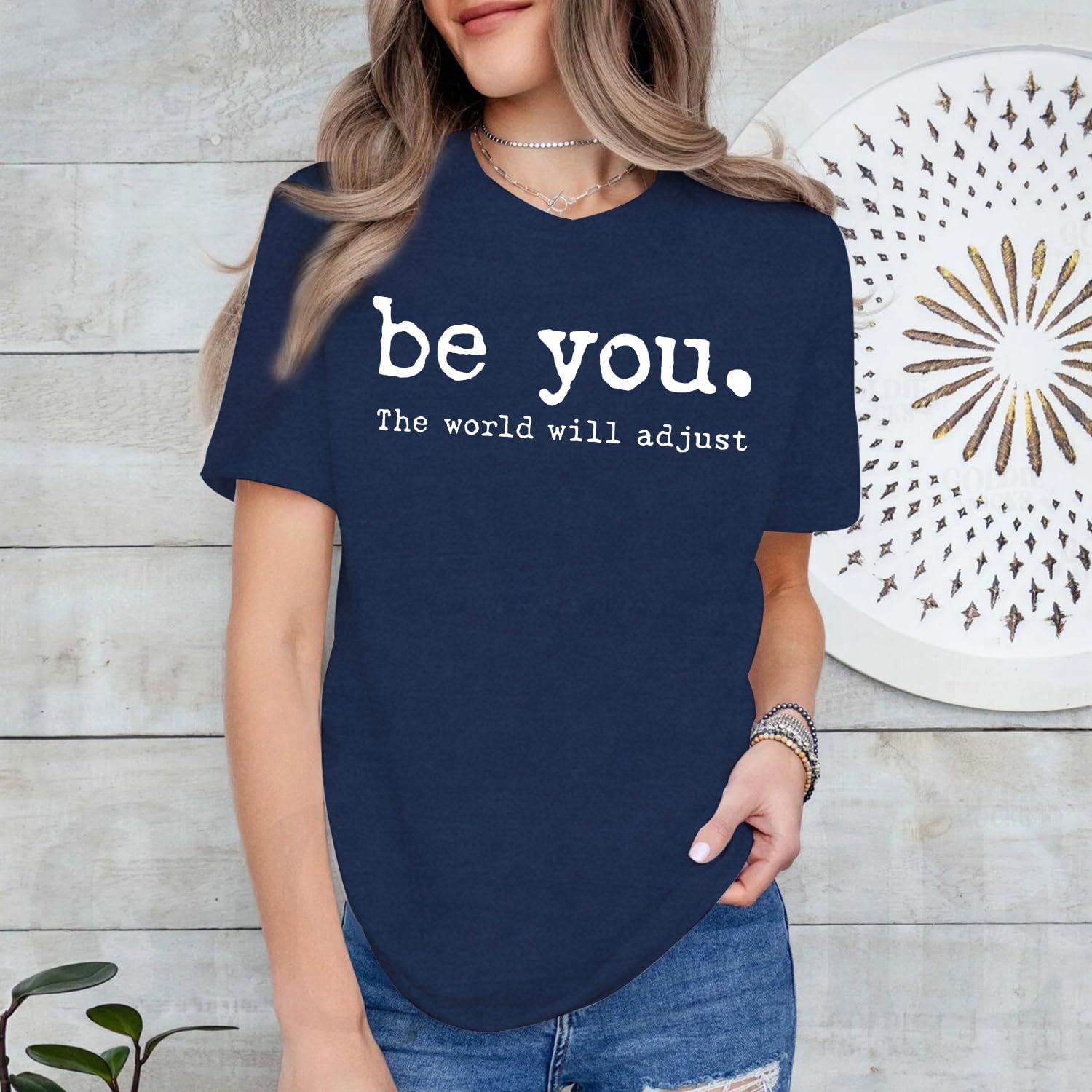 Be You Shirts for Women Be You The World Will Adjust Tshirt Positive Inspirational Tee Tops - Image 2