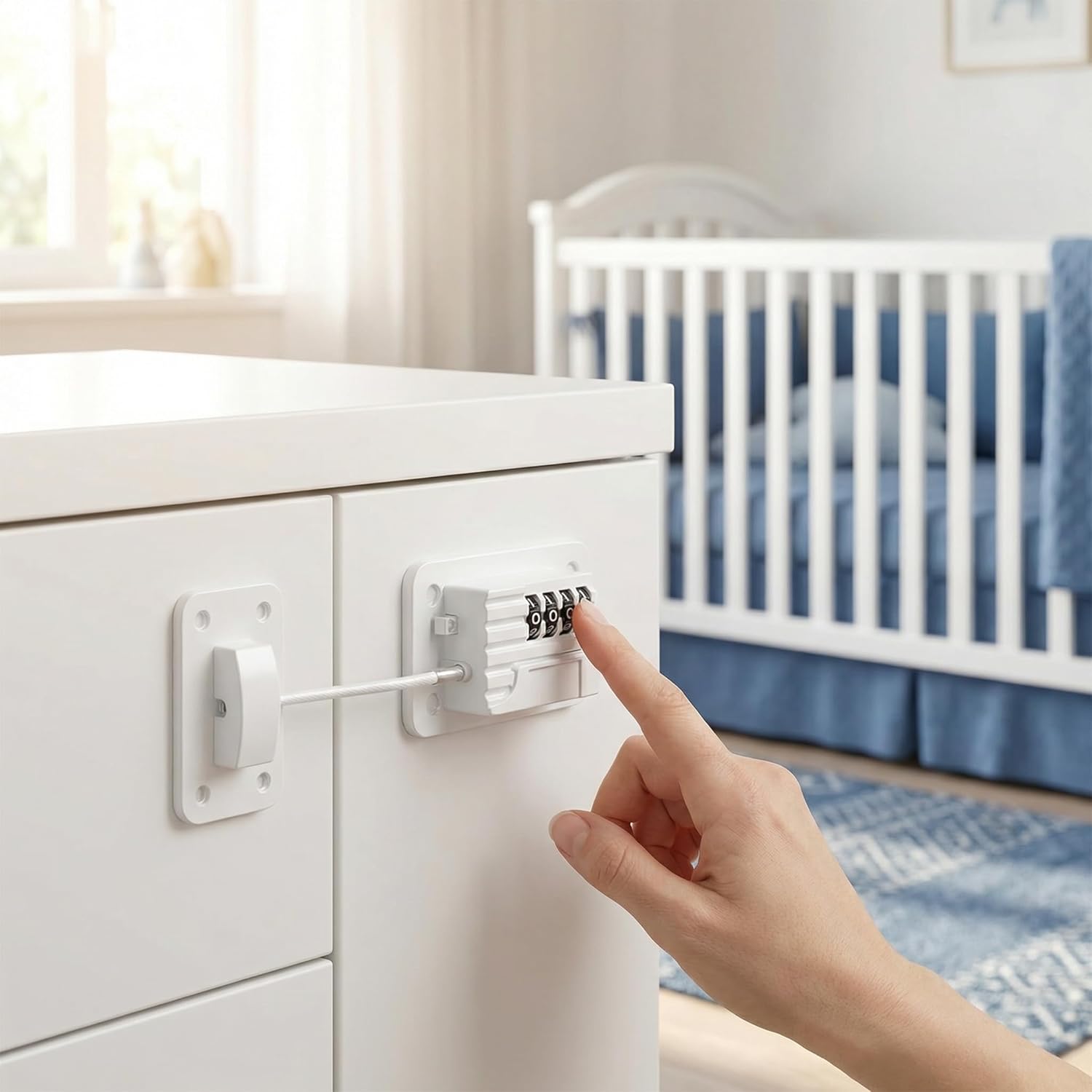 Combination Refrigerator Lock, 4-Digit Cable Lock for Fridge, Cabinet, Drawer and Closet, No Key Needed