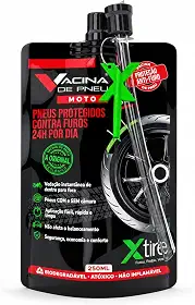 Vacina de Pneu Moto Selante de pneu Preventivo contra Furos antifuro 250 ml Aplicação para 1 Pneu | Ajuda a evitar paradas inesperadas por furos, mantém a pressão do pneu, Proteção durante a vida útil do pneu