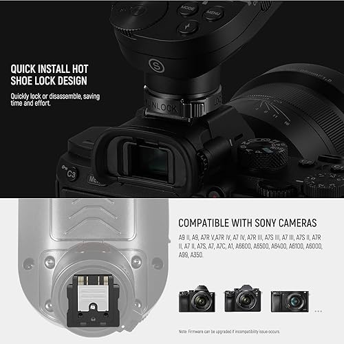 Miniatura 7 de NEEWER QPRO-S TTL Disparador de flash inalámbrico compatible con Sony 18000s HSS Pantalla LCD grande Diseño inclinado 5 botones de grupo 9 funciones