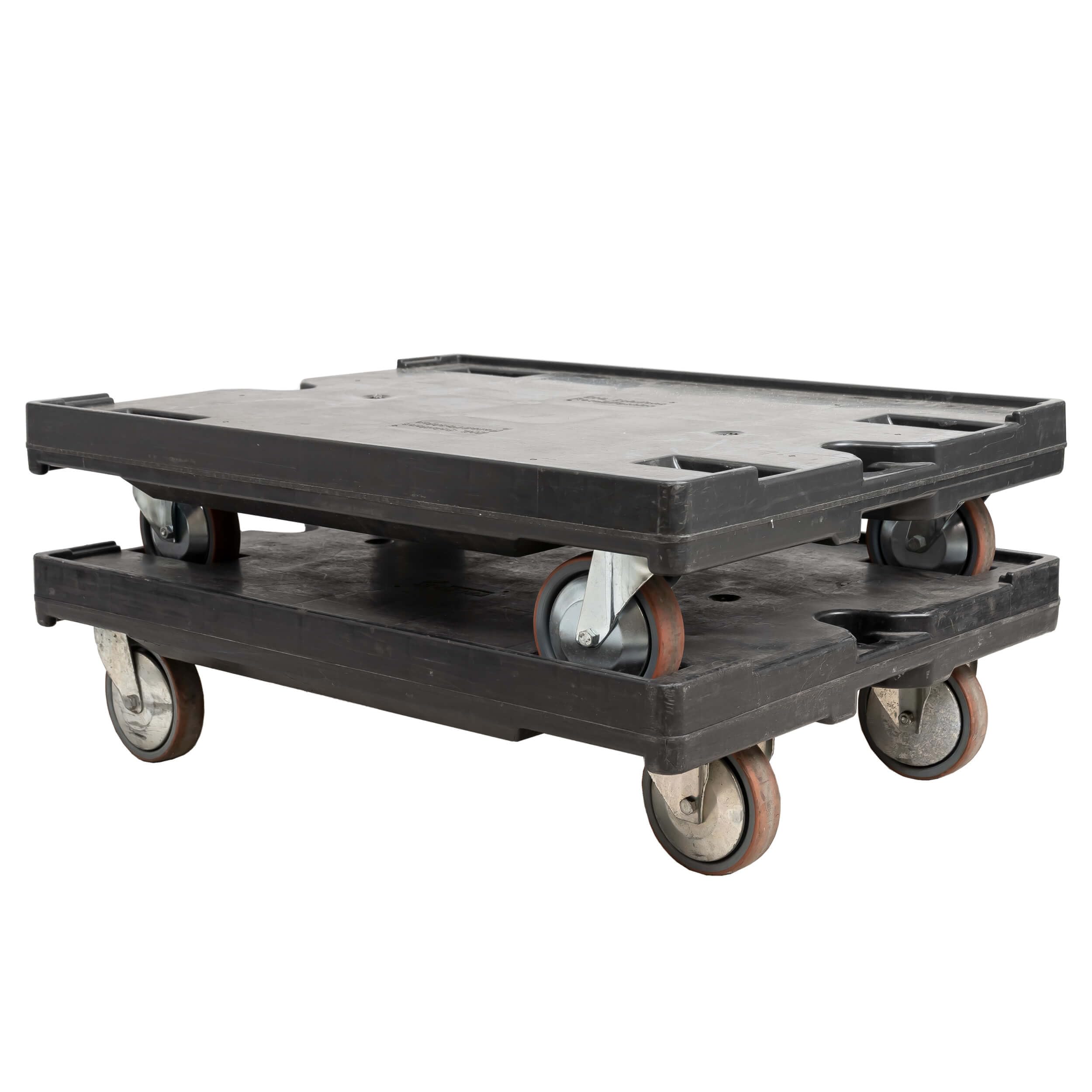 Profi Schwerlast-Transportroller 2er-Set, Stabiler Möbelroller gebraucht im Euroformat L80 x B60 x H20 cm, Transport-Rollbrett schwarz, Transporthilfe Traglast 500 kg, Möbelhund Rollwagen stapelbar