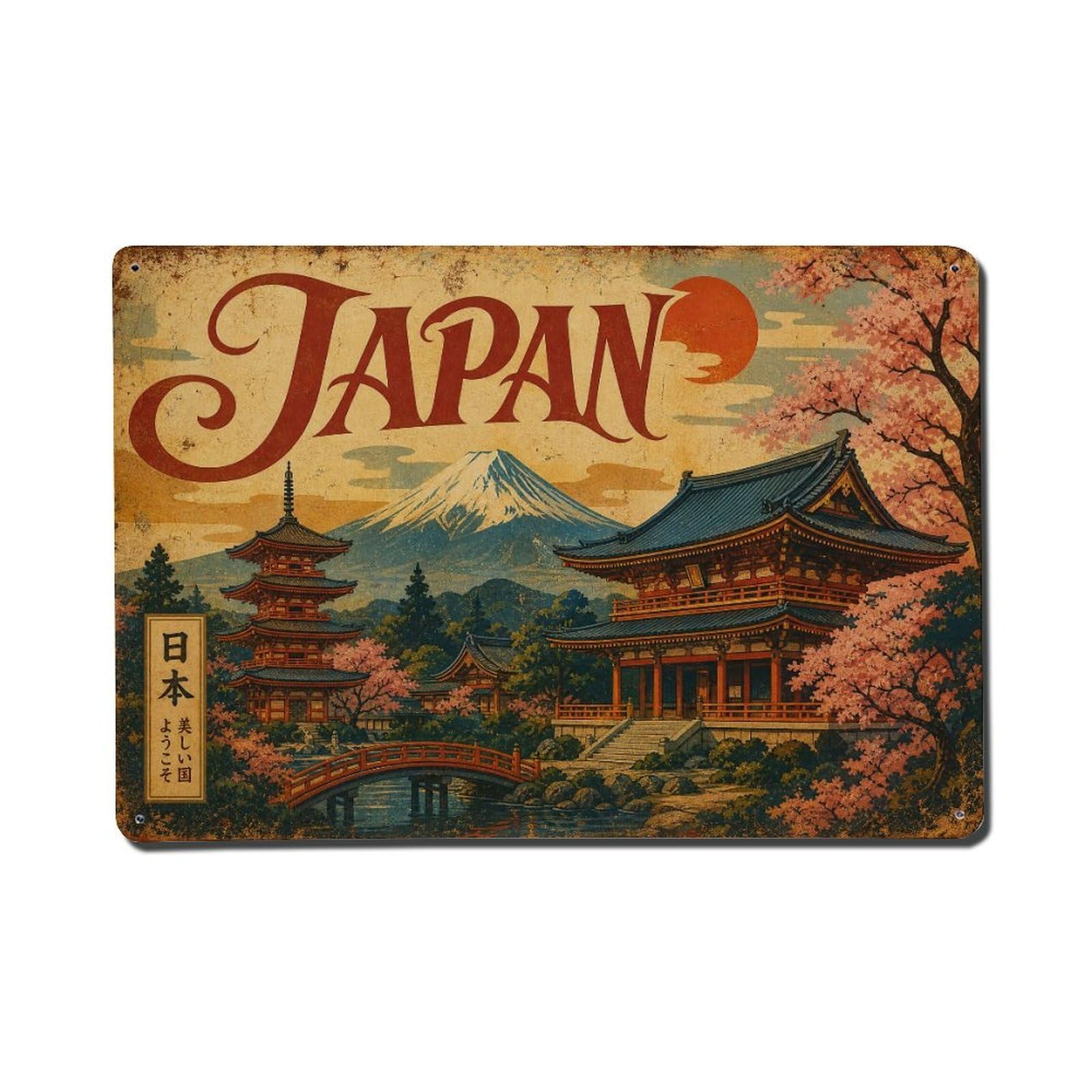 Huiyhb 8X12inch(20X30cm) Vintage Travel Japan Splendor Metal Tin Sign