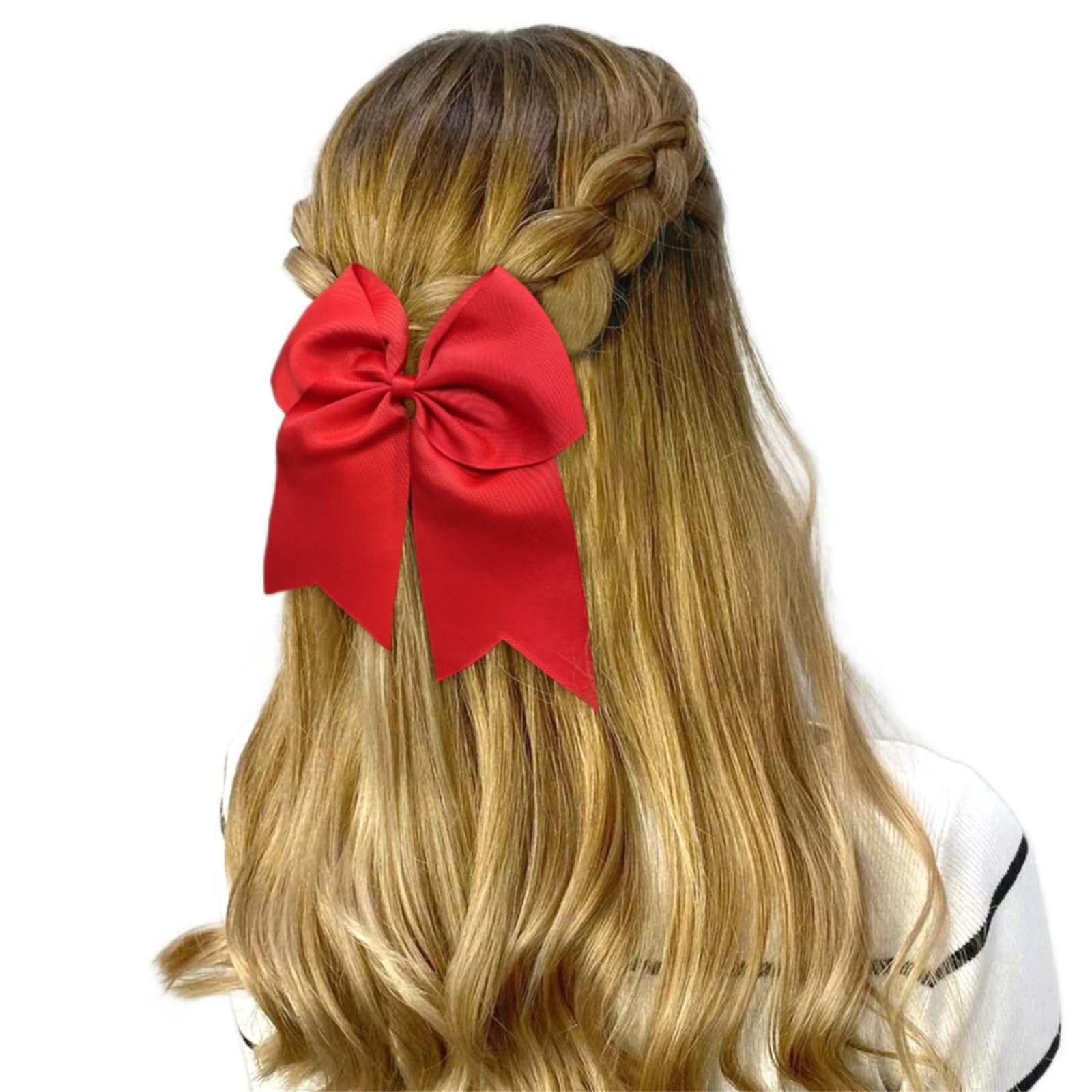 Fiocco da Cheerleader 12 Pezzi Grandi Fiocchi Elastici for Capelli Accessori for Fiocchi for Capelli for Ragazze Adolescenti Che praticano Cheerleading(Beige)