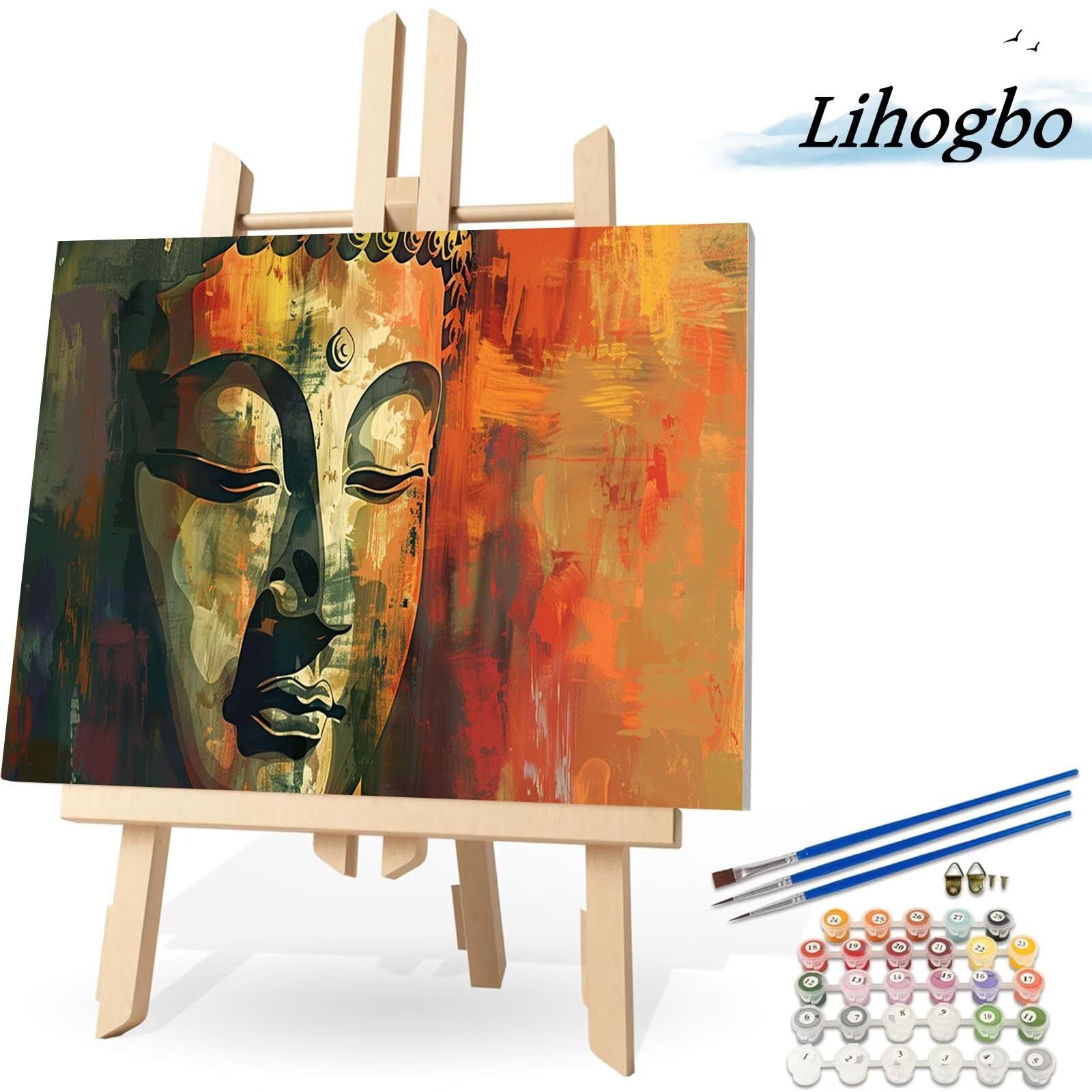 Zestawy do malowania po numerach, dla dorosłych, bez ramy, do malowania według numerów, Budda, kolorowe farby akrylowe, sztuka ścienna, dekoracja domu, prezenty 90 x 50 cm