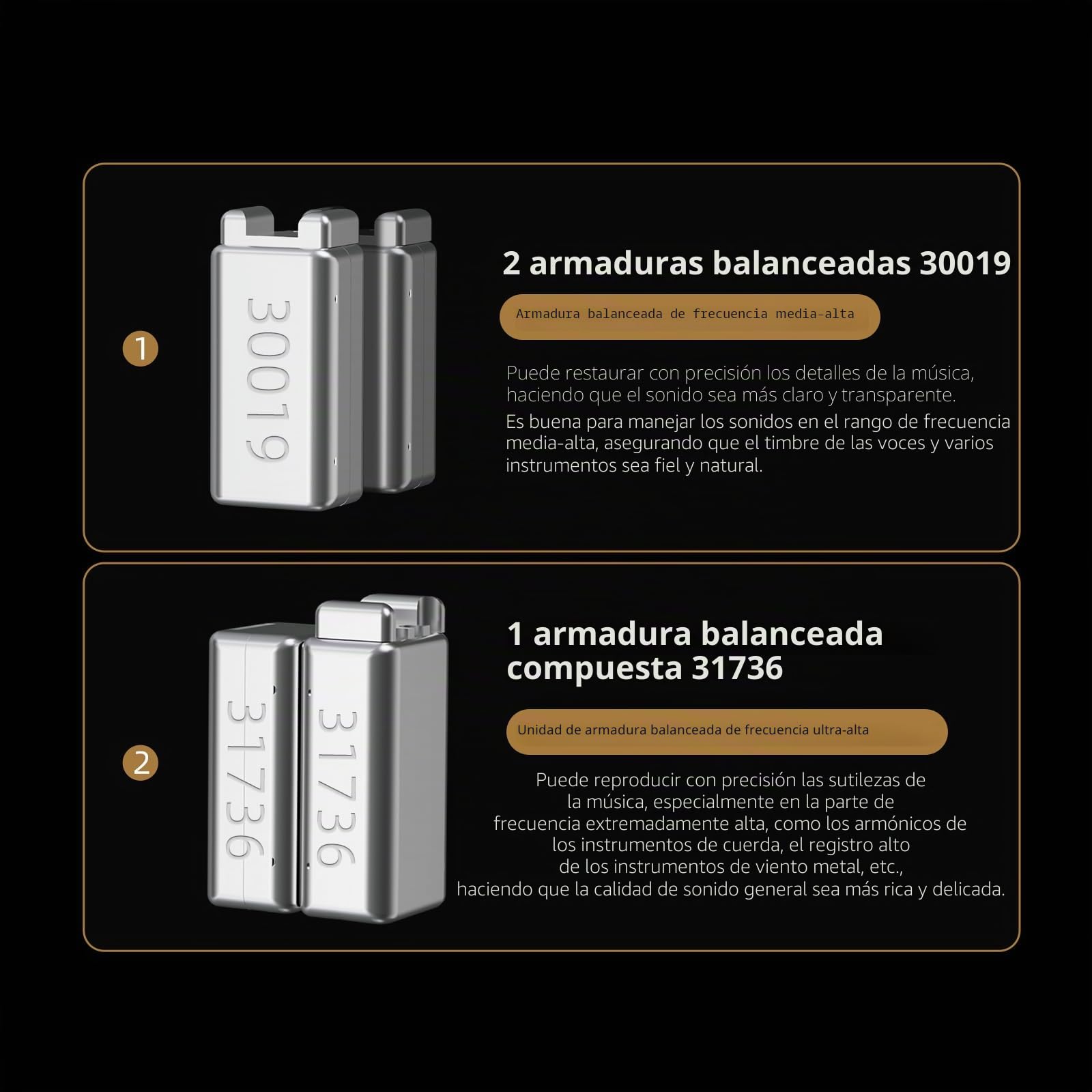 KINBOOFI KZ ZA12 - Auriculares con cable, 2DD y 4BA híbridos IEM, graves fuertes, auriculares de sonido estéreo con conector de 3,5 mm, auriculares con aislamiento de ruido, monitores intraurales de