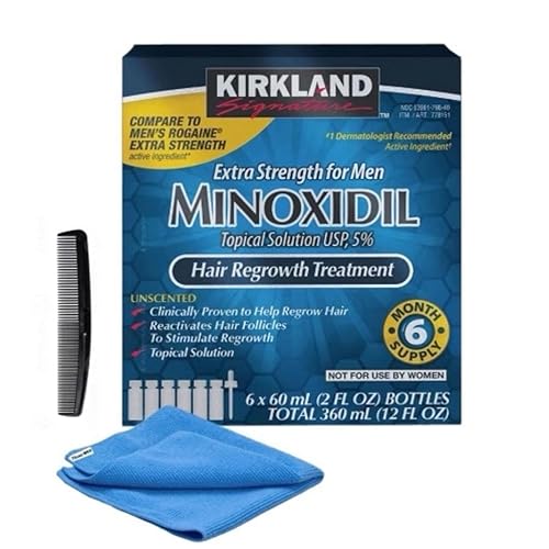 Minoxidil - Tratamiento líquido extra fuerte para el crecimiento del cabello para hombres, solución tópica del 5%, suministro de 6 meses, aplicador
