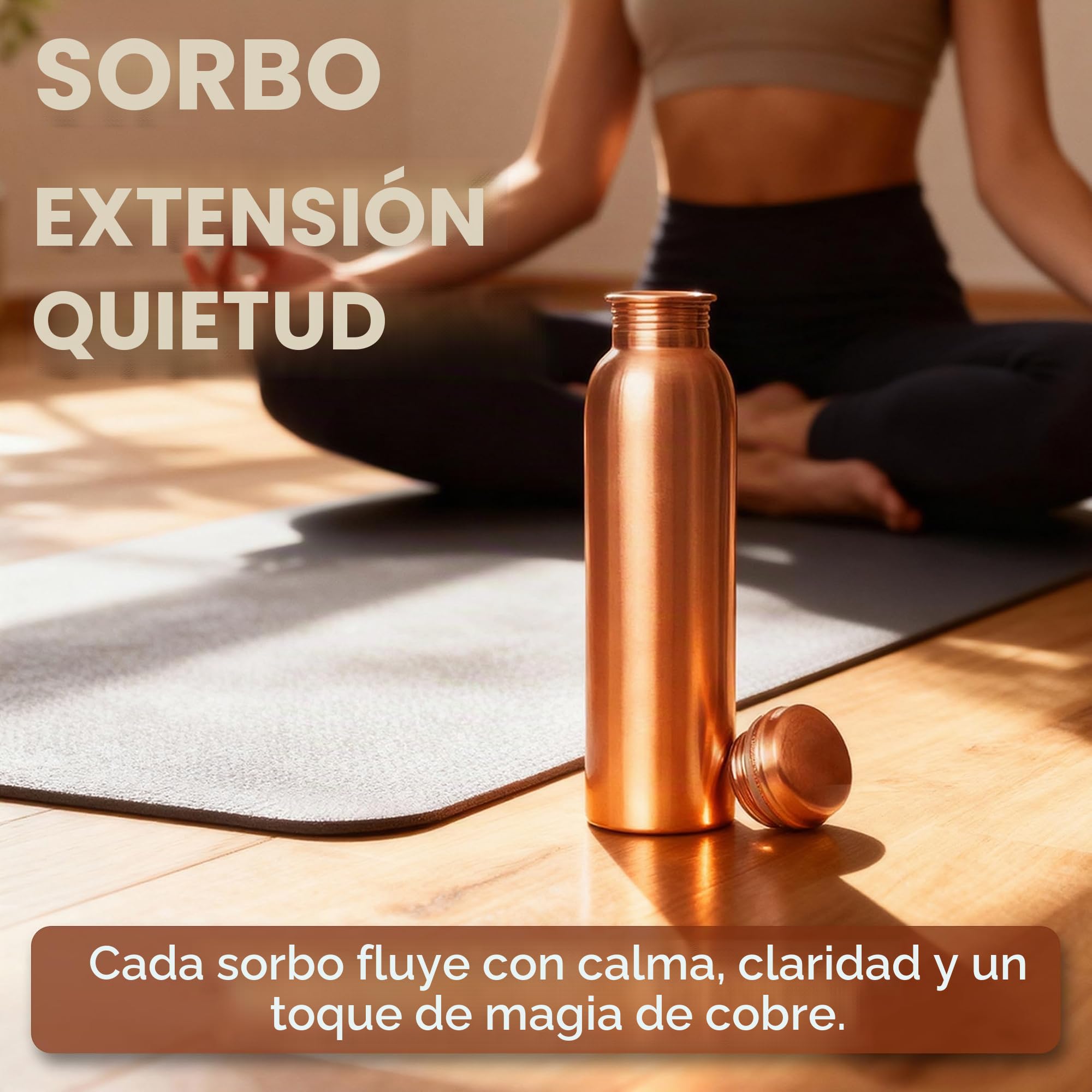Botella de agua de cobre de 34 onzas para beber, botella de cobre puro con bolsa de transporte, recipiente ayurvédico de beneficios para la salud para deportes, gimnasio, yoga