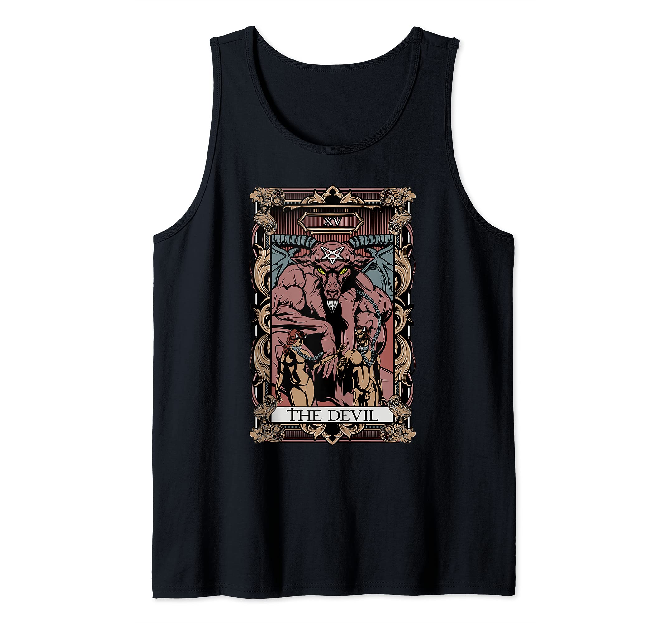 Tarot Card The Devil Baphomet Gothic Occult Witchcraft Scary Tank Top, Black