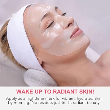 Bio Collagen Deep Hydration Mask, Anti Aging and Rejuvinating Sheets for Fine Lines & Wrinkles, Soothing & Hydrating Overnight Hydrogel Mask, Pore Minimizing, Elasticity Improvement, 4pcs