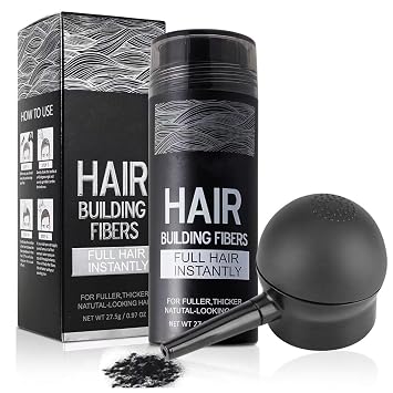 Hair Building Fibers for Thinning Hair with Spray Applicator Pump Nozzle - Natural & Undetectable,Instantly Thicker Fuller Hair Conceals Hair Loss 30 Sec,4 Shades for Men & Women,27.5g Black