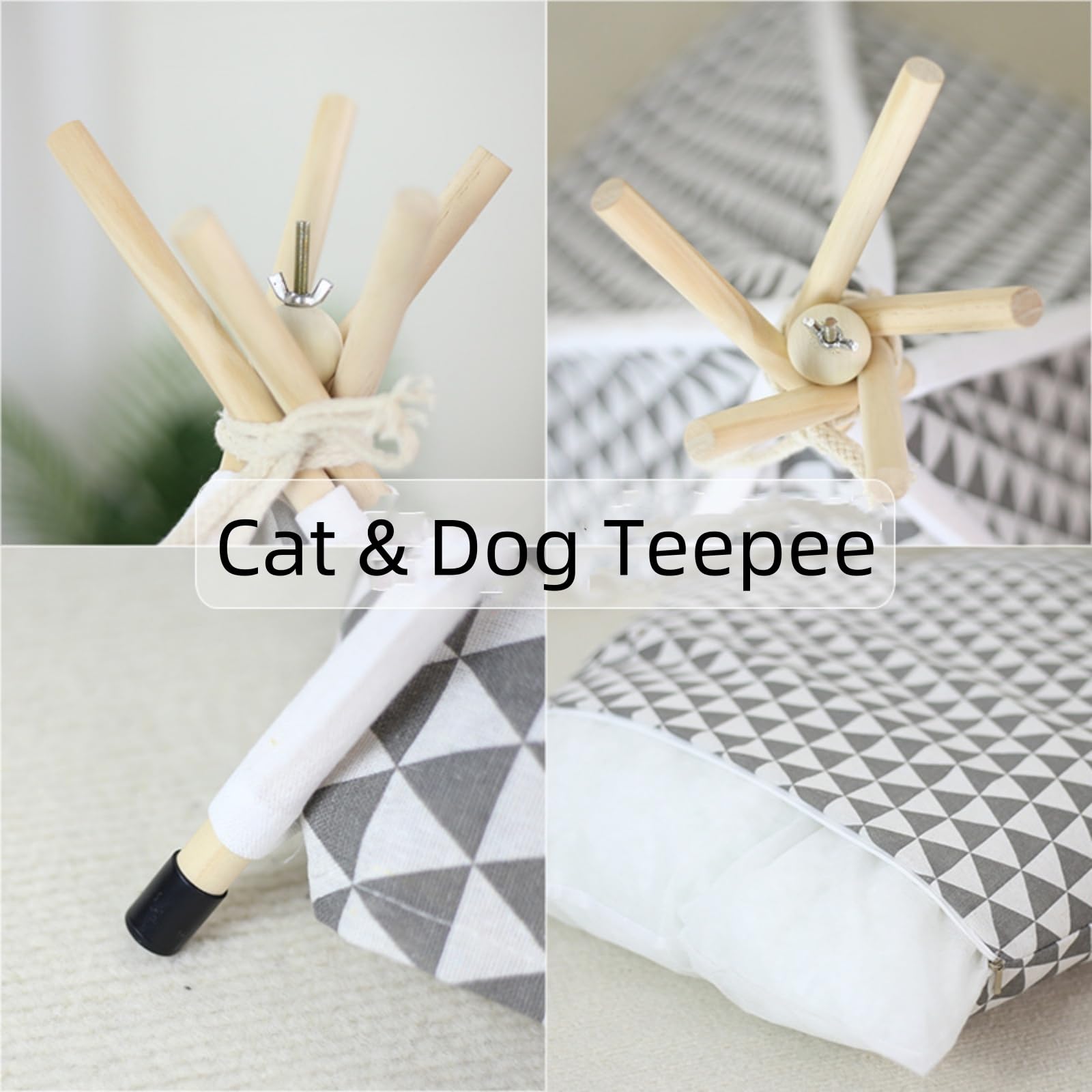 Chien Tipi À L'intérieur des Maisons pour Chiens pour Les Petits Chiens Chiots Tipi De Coussin Noir De Coussin Facile À Déplacer des Animaux De Compagnie Tente De Chien Lavable pour Chien
