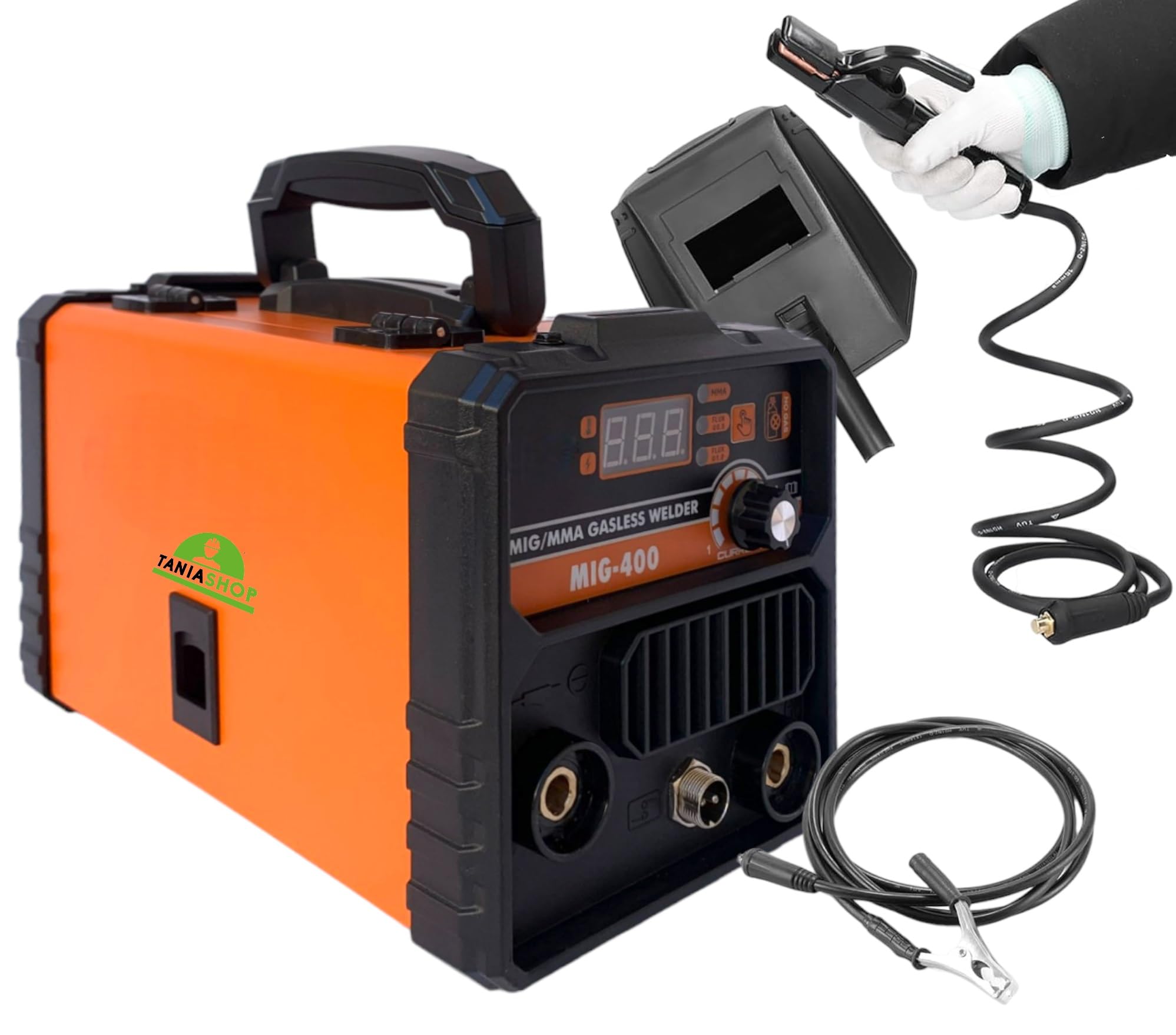 Saldatrice Multifunzione Filo Continuo MIG No GAS + MMA Elettrodo 600 Ampere per Fabbro Display Digitale Portatile Saldatura MIG MMA IGBT inverter include Maschera, Torcia e Bobina di Filo Animato