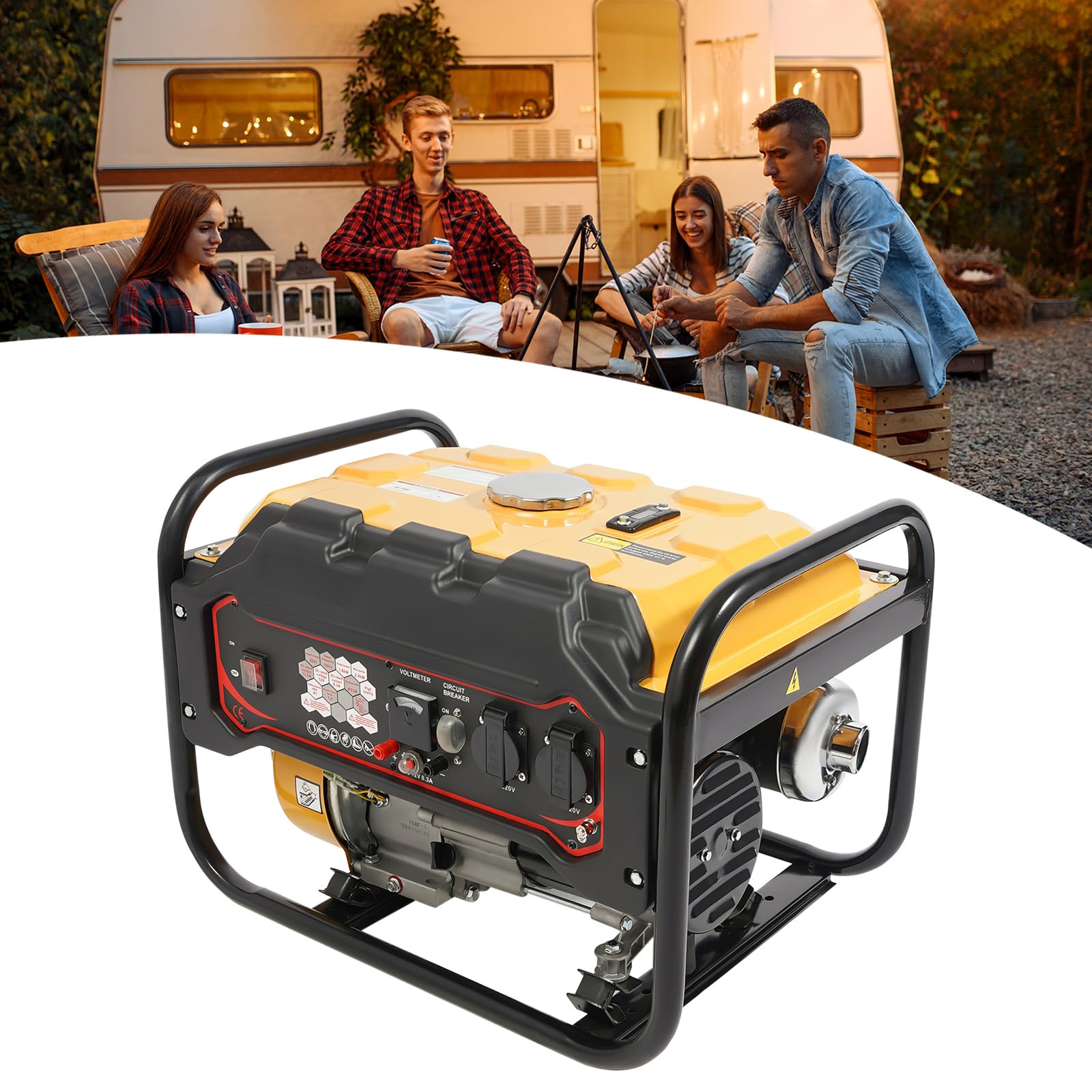 Generador motor tanque gasolina cobre marco arranque 2 kW 15 l 196 cm3 220 V 50 Hz para camping emergencia jardín