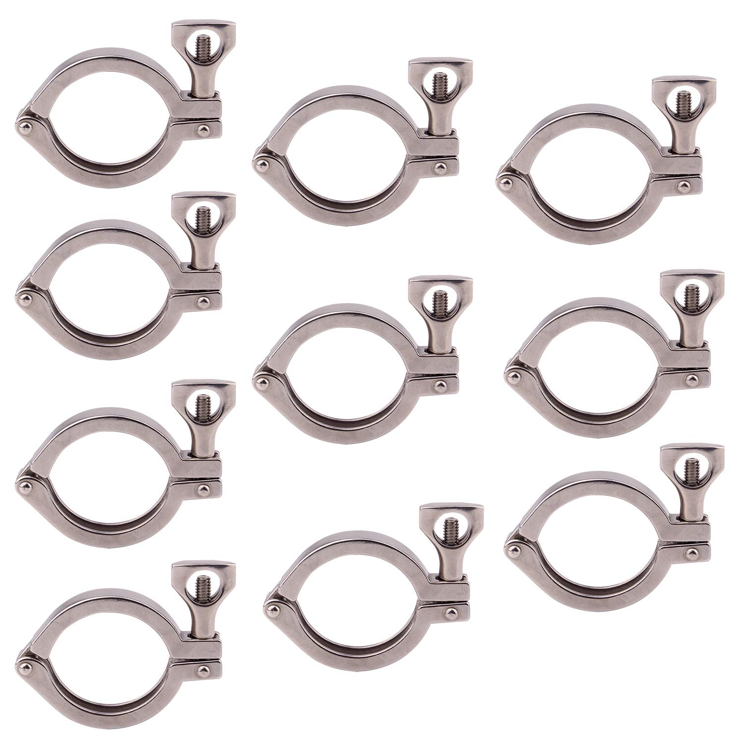 DERNORD Stainless Steel 304 Single Pin Heavy Duty Tri Clamp with Wing Nut for Ferrule TC 1.5'' (Pack of 10)
