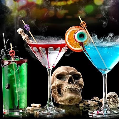 Miniatura 4 de 200 palillos de cóctel de calavera, palillos de dientes de calavera de Halloween para aperitivos, accesorios de tablas de charcutería, brochetas de