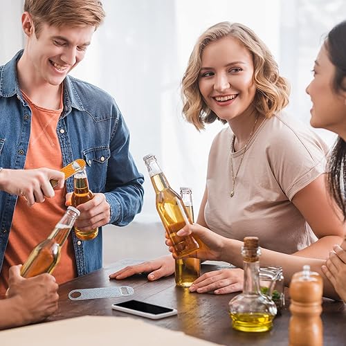 Miniatura 5 de Didaey Abrebotellas plano con purpurina, 4 unidades, acero inoxidable, barra de cerveza, barman clave, amigos, abridor de cerveza con diamantes de