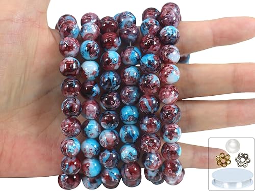 Miniatura 14 de Pamir Tong 1500 cuentas redondas de vidrio de 0.236 pulgadas a granel, cuentas de jade imitativo, cuentas sueltas para hacer joyas, aretes, collares