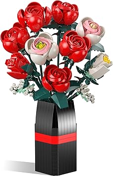 Roses Building Set with Vase, Flower Bouquet Building Kit for Home Office Decor - Flower Botanical Collection Toys Gift for Kids Girls and Adults Women on Valentines Day, Mothers Day - 841PCS