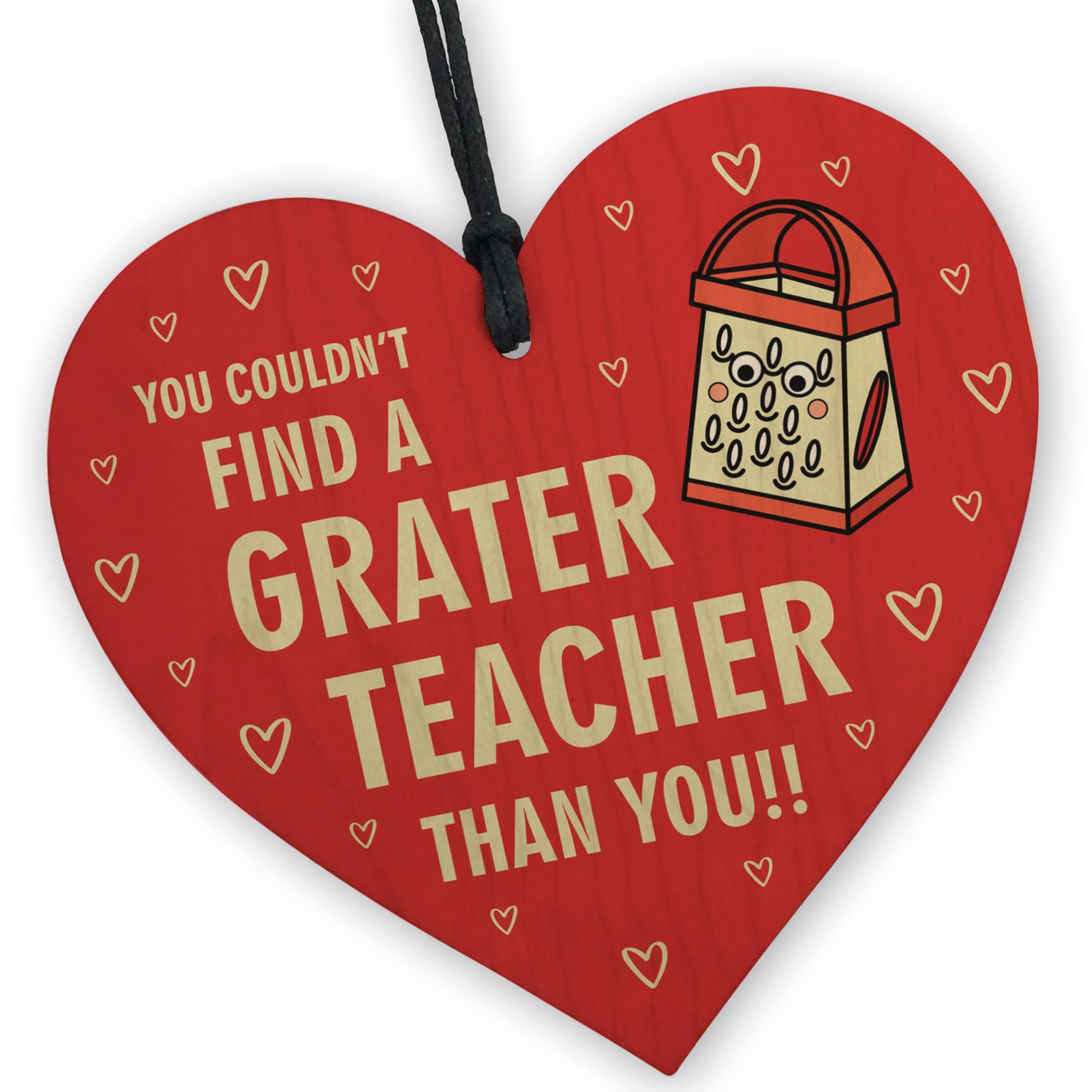 Red Ocean Thank You Teacher Gifts Wooden Hanging Heart - Teacher Gifts Leaving Gifts for Colleagues - Gifts for Teachers - Nursery Teacher Gifts - End of Term Leaving School Presents