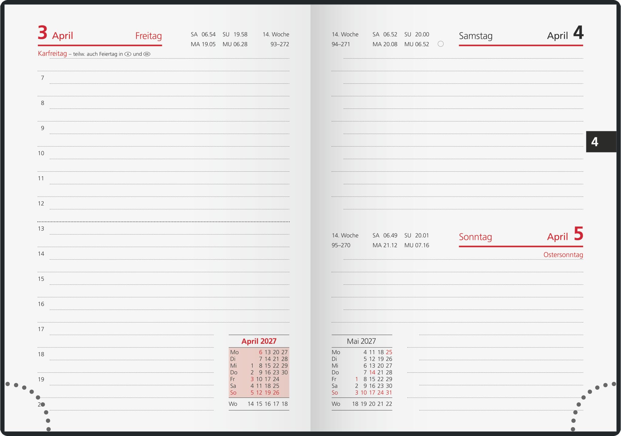 rido/idé Taschenkalender Mod. Technik III 2027 | A6, Leder, schwarz
