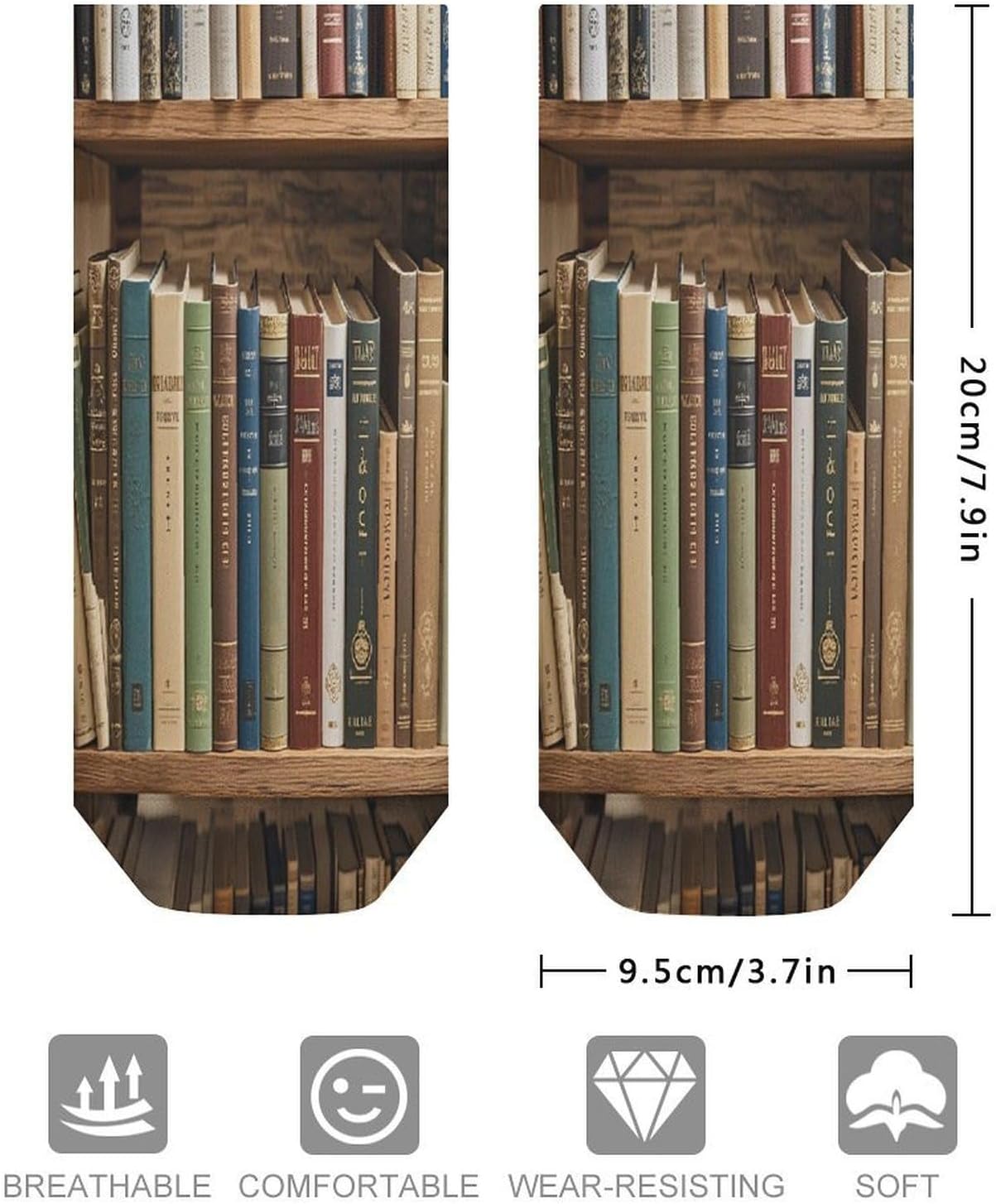 Books on The Bookshelf Ankle Sock-Low Cut Breathable,Basketball Socks for Men Women,Tube Socks for Work Sports