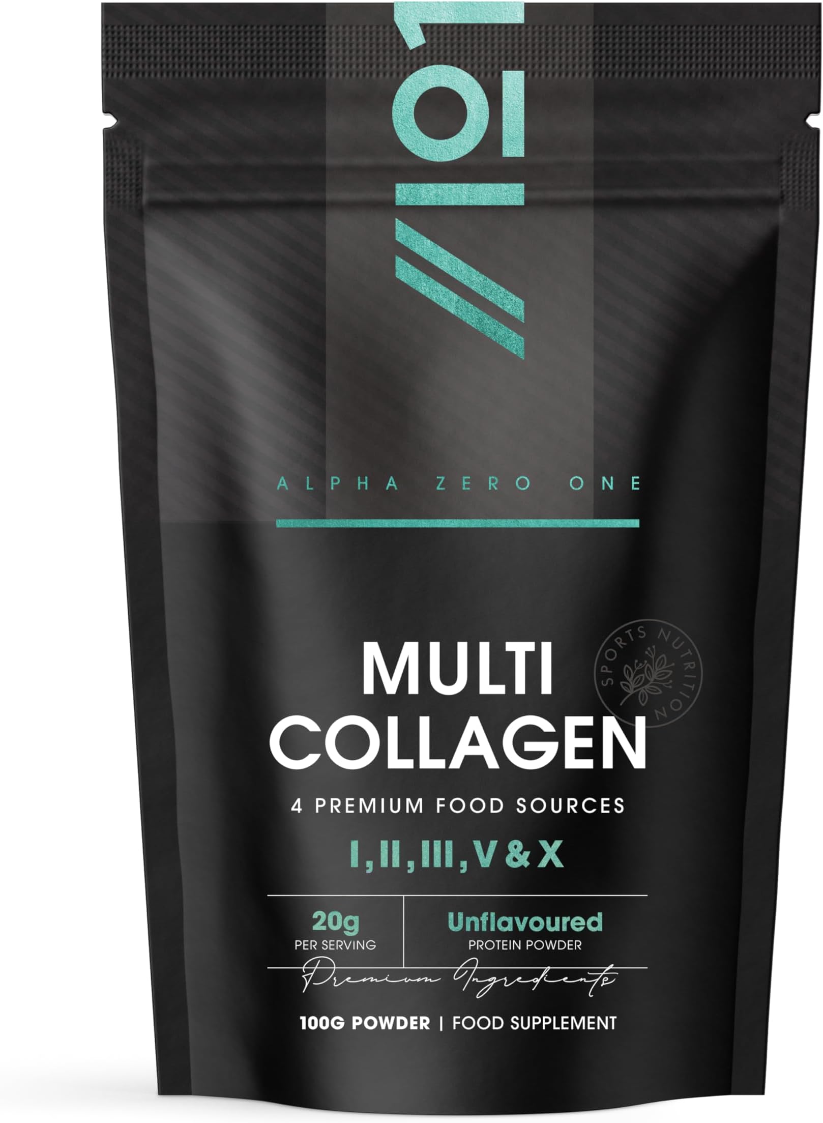 Multi Collagen Protein Powder 100g - 5 Types of Food Sourced Collagen Peptides - Hydrolysed Grass Fed Bovine, Wild Caught Marine & Free-Range Chicken, Supports Joints, Skin and Nails