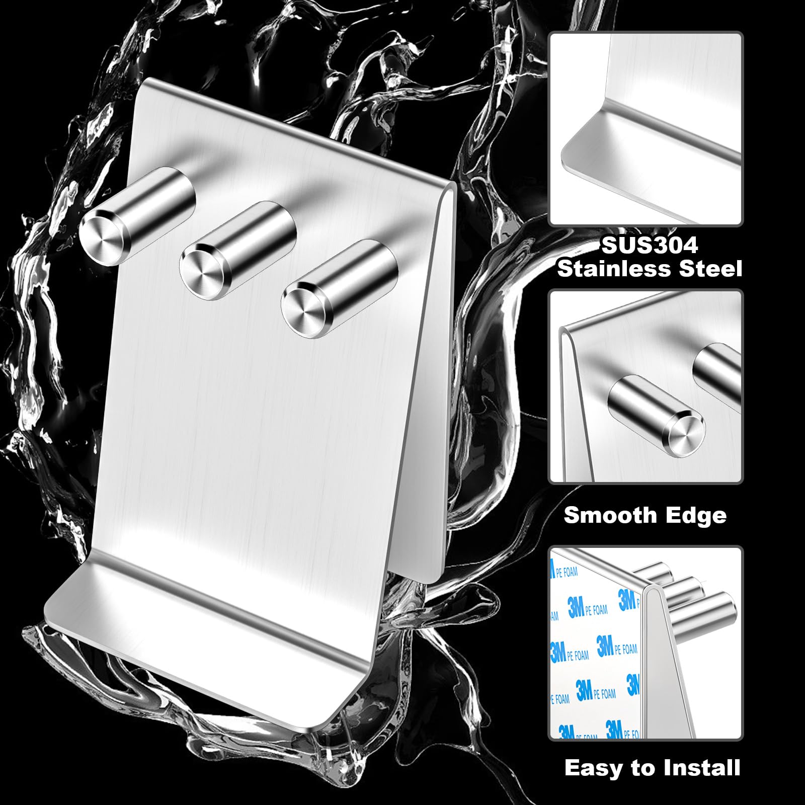 YAYINLI Electric Toothbrush Head Holder, Self Adhesive or Tabletop Tooth Brushing Holder, Stainless Steel Wall Mounted Shower Toothbrush Holders for Bathroom, Tooth Brush Holder Organiser Brushed