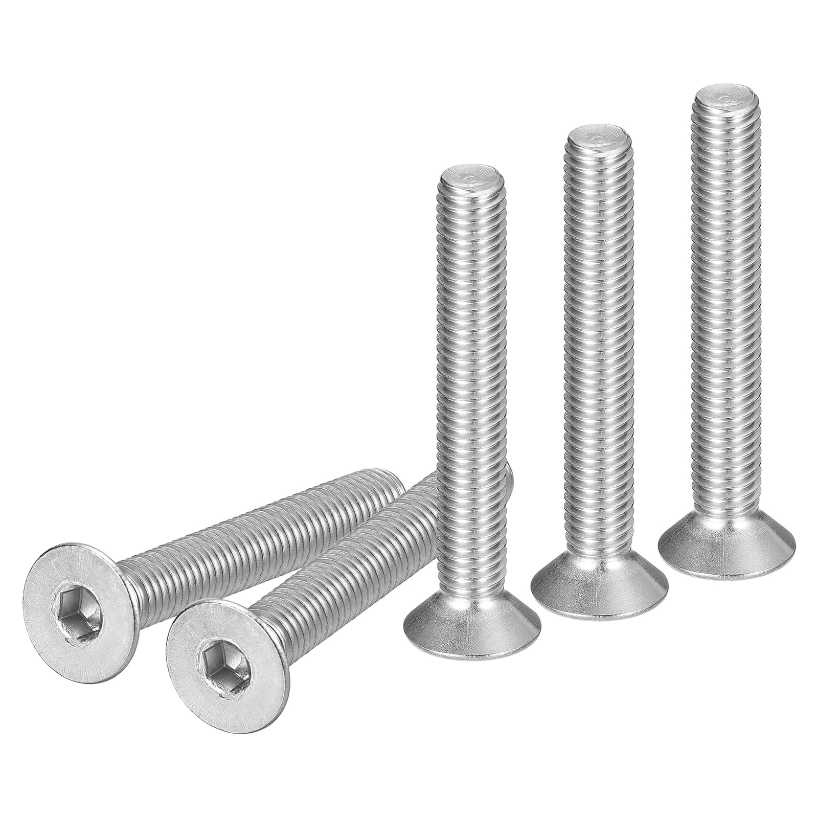 DTGN M8-1.25 x 55mm Flat Head Socket Cap Screws, 10 Pack 304 Stainless Steel Hex Socket Flat Head Screws, Full Thread
