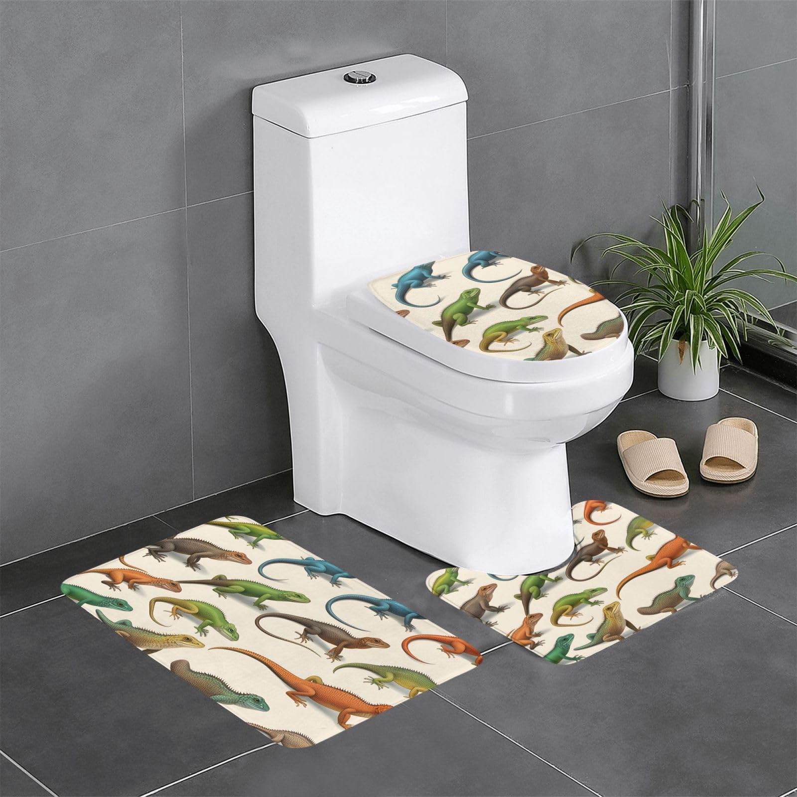 Tapis de salle de bain lézard anti-glisse pour sol sécurisé