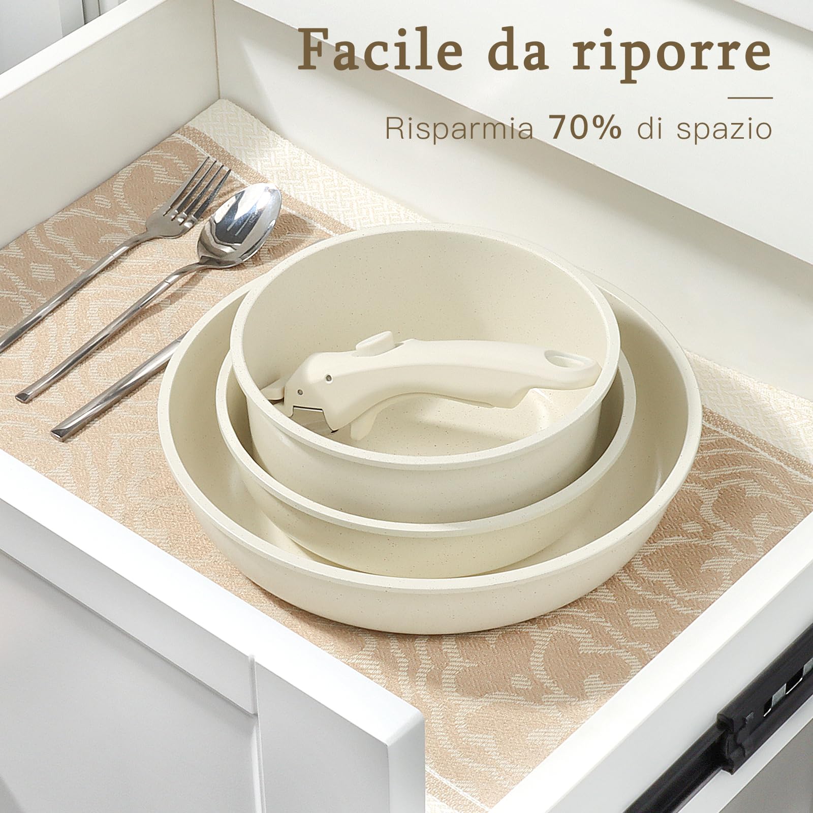 Set Di 8 Pentole E Padelle Con Manici Rimovibili, Pentole Con Rivestimento Antiaderente In Ceramica, Set Di Padelle Pressofuse Per Piano Cottura A Induzione, Set Di Pentole Con Padelle
