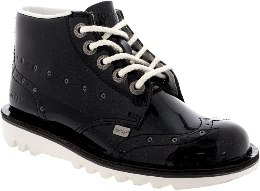 Womens Kickers Kick Hi Rivet Patent Lace Up Work Smart Ankle Boots